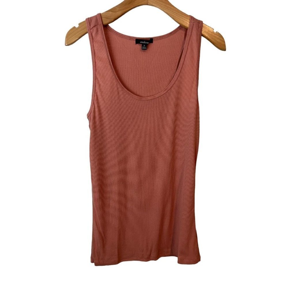Ambiance Plus Size 3X Tank Top Blush Ribbed Knit Cotton Blend - Picture 2 of 8